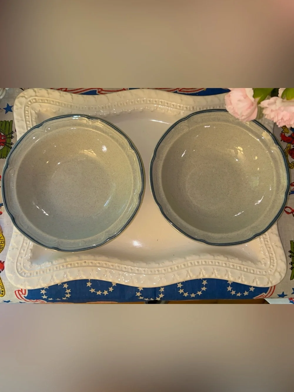Vintage International Heritage Soup\Cereal Bowls American Patchwork Pattern X 2
